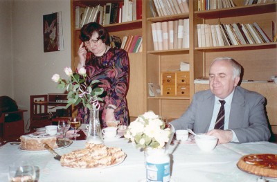 35-lecia Oddziału Poznańskiego Archiwum PAN - maj 1991 r. Na zdjęciu od lewej: dr Anna Marciniak - kierownik Oddziału APAN, dr Jagielski - dyr. APAN w Warszawie