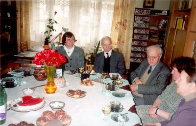 40-lecie Archiwum PAN Oddział w Poznaniu. Uroczystość jubileuszowa w dniu 7 maja 1996 r. Na zdjęciu od lewej: dr Anna Marciniak, prof. dr hab. Ryszard Marciniak, prof. dr hab. Gerard Labuda, dr Alicja Kulecka, prof. dr hab. Alicja Ramzowa.